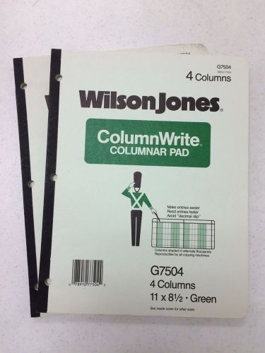 Wilson Jones G7504 Columnar Pad, 4 Columns, 50 Sheets, 11x8-1/2&#034;, Green 2 pads.