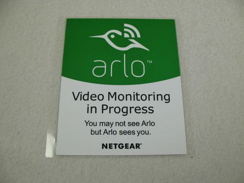 ARLO Video Surveillance Monitoring In Progress Sign Alert Warning Sticker NetGea