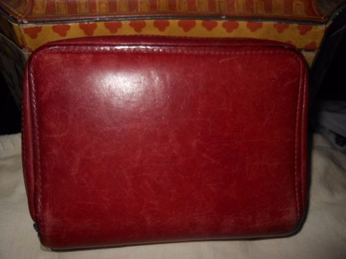 Franklin Covey Agenda Zipped Organizer Ruby Red Leather 6 Rings