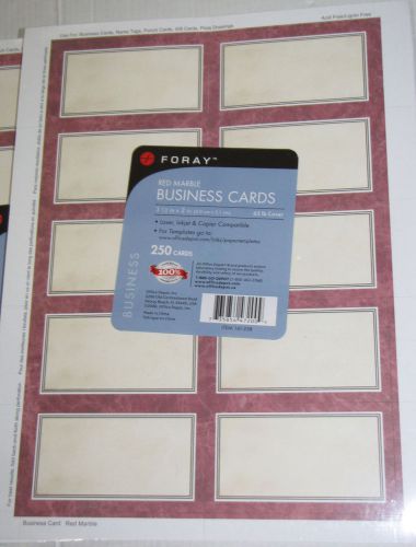 Foray Red Marble Business Cards New NIP 250 card pack 65 lb 3.5x2 inches New NIP