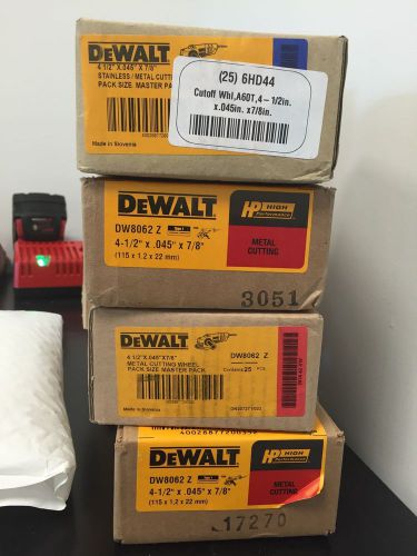 DEWALT DW8062 4-1/2&#034; x .045 x 7/8&#034; Type 1 Metal Thin Cut-Off Wheel (25 Pack)