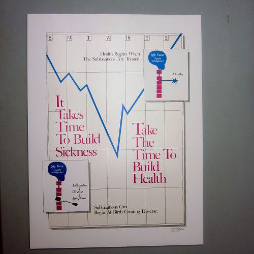 Chiropractic Poster Vintage on Foam Board &#034;Takes Time to build health&#034; 18 X 24