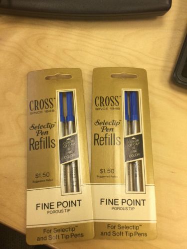 Cross Selectip Pen Fine Point Porous Refill. Blue Ink. Two two-packs