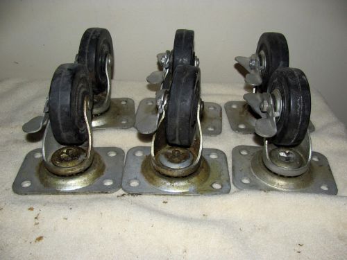 Lot of 6 Noelting faultless Caster wheels heavy duty swivel 3x13/16&#034; With Brake