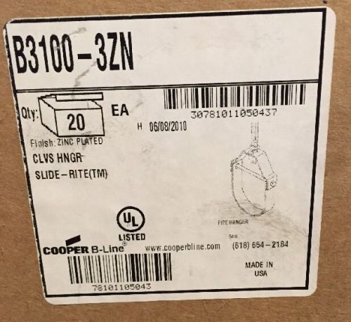 Cooper B-Line B3100-3ZN 3&#034; Clevis Hanger New In Box