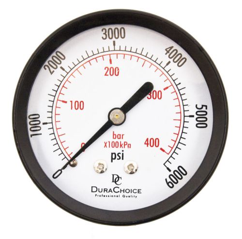 2-1/2&#034; utility pressure gauge - blk.steel 1/4&#034; npt center back 6000psi for sale