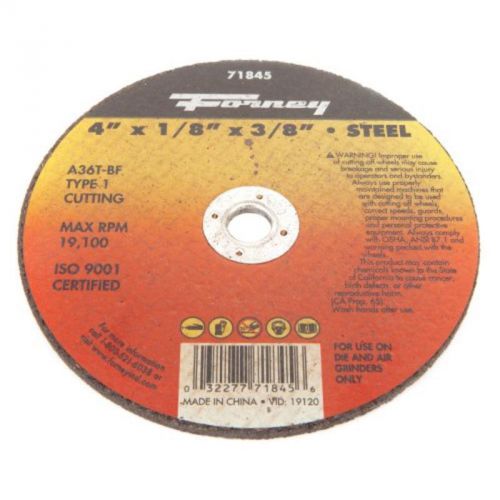 4&#034; x 1/8&#034; cut-off wheel with 3/8&#034; arbor, metal type 1, a36t-bf forney saw blades for sale