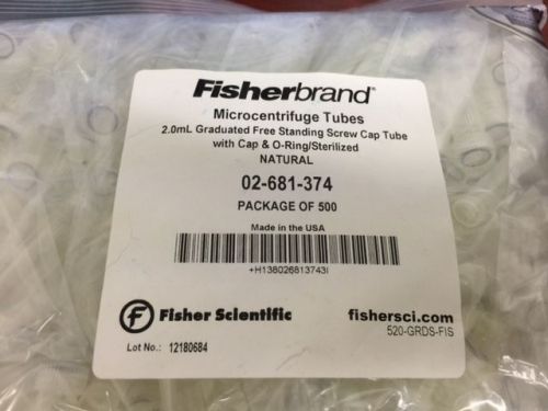 FisherBrand 2.0ml Microcentrifuge Tube Free Standing Screw Cat #02-681-374 500PK