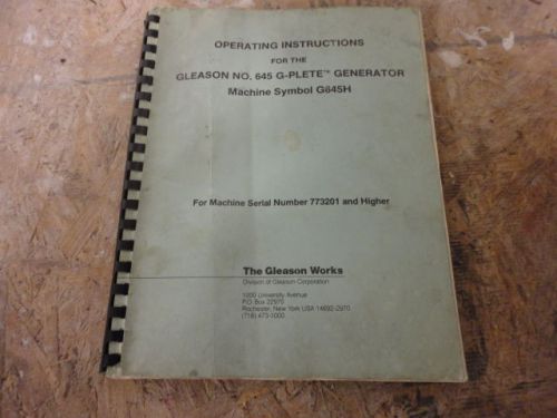 Gleason 645 G Plete Gear generator Operator Manual