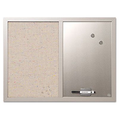 Combo Bulletin Board, Bulletin/Dry Erase, 24X18, Gray Frame, Sold as 1 Each