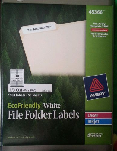 AVERY 45366 FILE FOLDER LABELS 1/3 Cut 1500 Labels 2/3&#034;x3 7/16 Laser Inkjet NEW