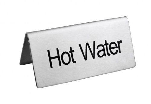 New star foodservice new star stainless steel table tent sign, &#034;hot water&#034;, for sale