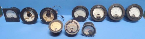 Vintage 10pc Panel Meter Lot-amps volts Simpson USN Weston Sensitrol Relay Sonar