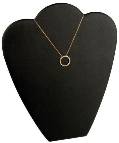 Black leather pendant necklace jewelry display 11&#034; for sale