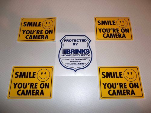 BRINKS ADT SECURITY Sticker sign + 4 Pulse Camera Alarm System in use decals Lot