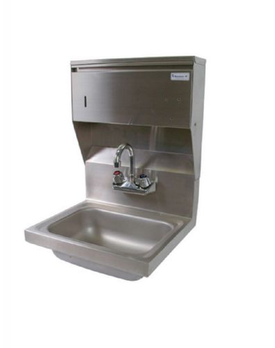 14&#034; x 10&#034; stainless steel splash mount hand sink w/ faucet bbkhs-w-1410-4d-p-g for sale