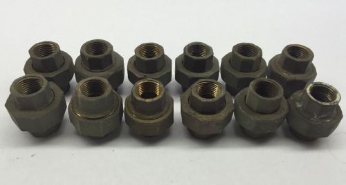 Lot of 12 flagg brass 1/2&#034; plumbing threaded union couplings fittings coupler for sale