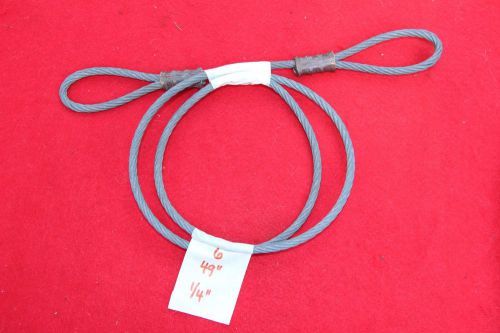 1/4&#034; galvanized wire rope cable 49&#034; (4&#039;-1&#034;) with ends / eye loops ~ 7 x 19 for sale