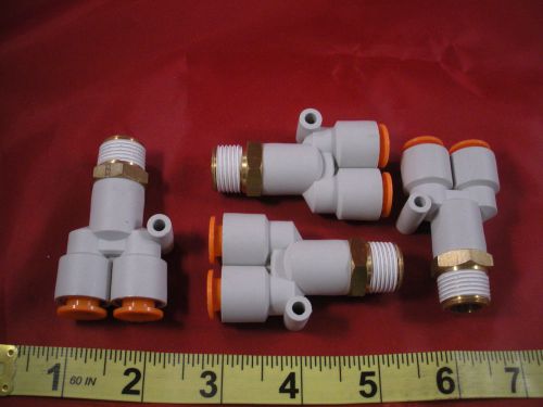 SMC KQ2U11-36S Lot of (4) Fittings 3/8&#034; Connector Y Union Nnb New