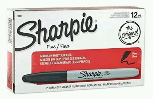 Sharpie Permanent Markers Fine Point Black 12-Pack (30001)  &#034;The Original&#034;