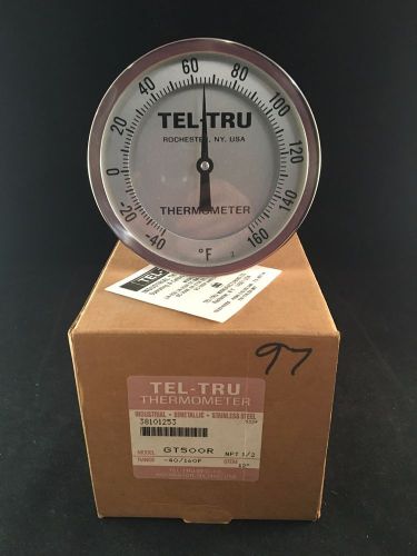 Tel tru gt500r 12&#034; bimetallic stainless steel thermometer 1/2&#034; npt -40/160f nib! for sale