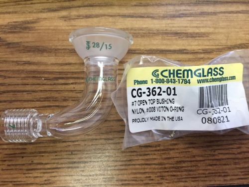 New Chemglass 28/15  Socket Elbow w/ #7 open top bushing &amp; O-ring