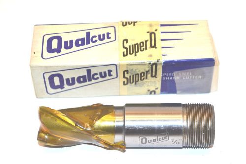 Nos qualcut uk 7/8&#034; 3 flute m42 hss end mill 4&#034; oal, 1&#034; screw shank wrnb61a for sale