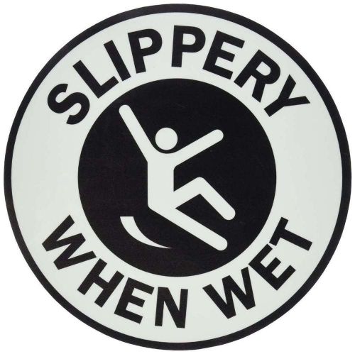 Smartsign anti-slip photoluminescent adhesive floor sign, legend &#034;slippery when for sale
