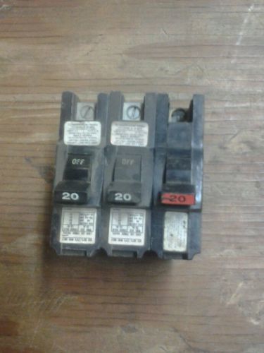 20a Federal Pacific FPE Type NA Stab-Lok Breaker 1 Pole 20 Amp 120V lot of 3