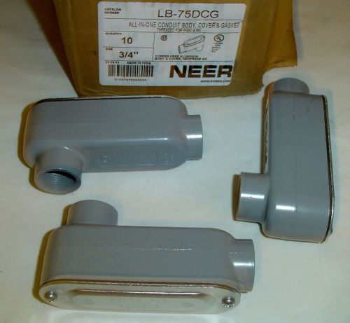New lot of/qty (9) neer all-in-one conduit body cover &amp; gasket 3/4&#034; lb-75dcg for sale