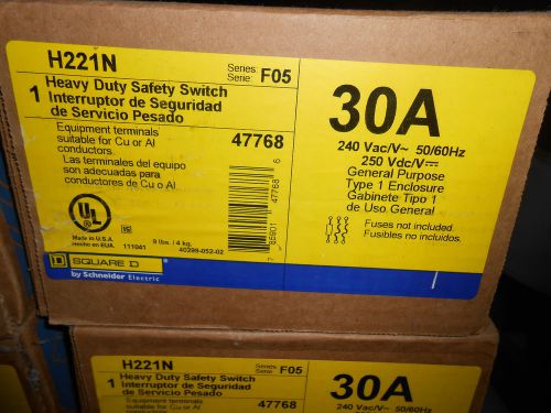 SQUARE D H221N SAFETY SWITCH 30 AMP 240 VOLT DISCONNECT