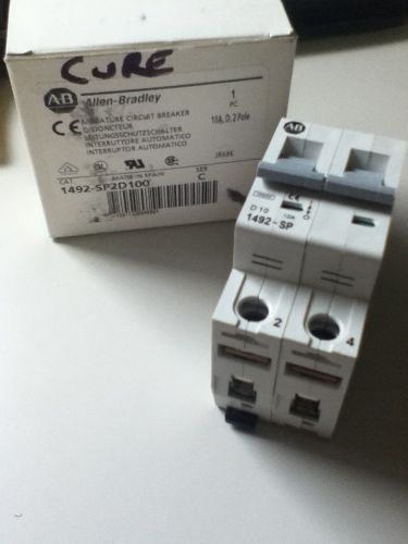 *new* allen bradley miniature circuit breaker 1492-sp2d100, 10a, 2p, 277v for sale