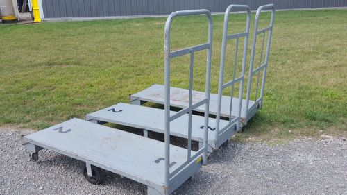 Lot of 3 steel shop carts heavy duty flat warehouse industrial carts for sale