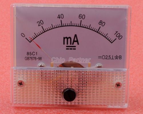 DC 100mA Ammeter Analog Head Pointer Current Measuring Panel Meter Gauge 85C1