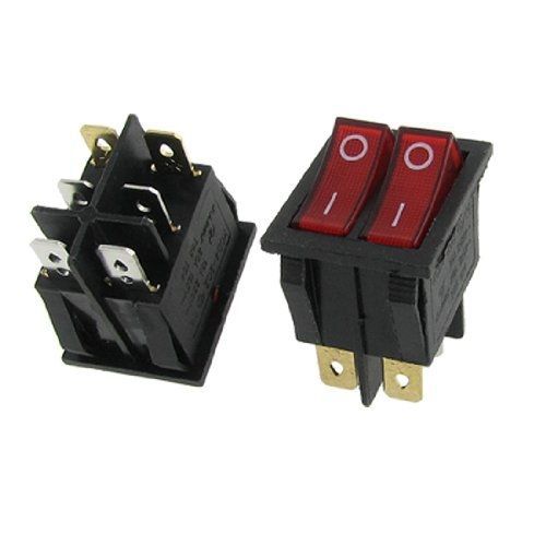 5 pcs x red light illuminated double spst on/off snap in boat rocker switch 6 for sale
