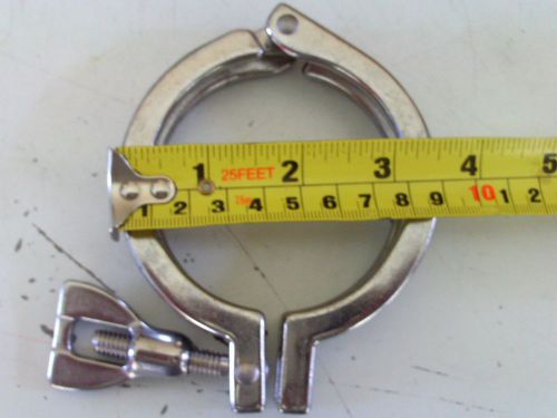 Nickel plated,3 inch,split hinged pipe clamps,NEW,2 pcs.