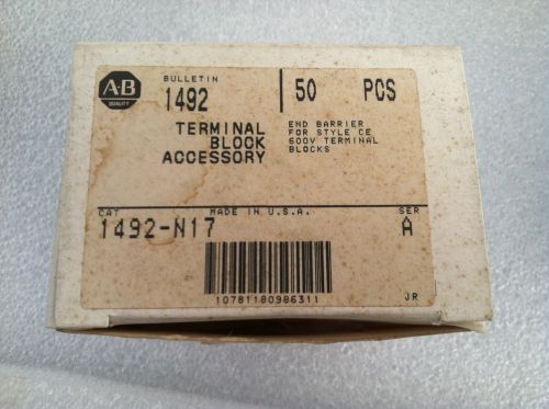 Lot of (50) allen bradley 1492-n17  ser a terminal block end barriers new in box for sale