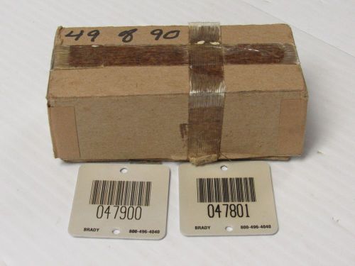 NEW LOT OF 100 BRADY METAL NUMBERED BAR CODE TAG 1-1/2&#034; X 1-1/2&#034; 047801-047900