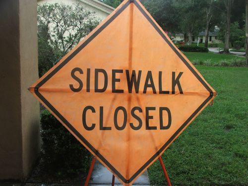 Sidewalk closed ahead mesh road sign 48&#034; x 48&#034; w/ bracket traffic for sale