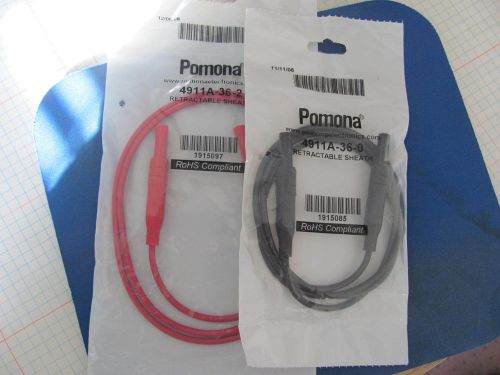 Pomona 4911A-36-2 Retractable Sheath Banana Plug Patch Cord red and black
