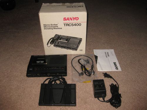 Sanyo Memo-Scriber TRC5400 Microcassette Transcriber with Controller &amp; Box CLEAN