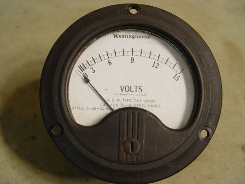 Estate Vintage Westinghouse USN Type 0-15 AC Volts   Panel Meter Steampunk