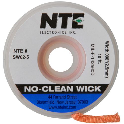 NTE SW02-10 No-Clean Wick #4 Blue 0.098&#034; x 10 ft. 341-558