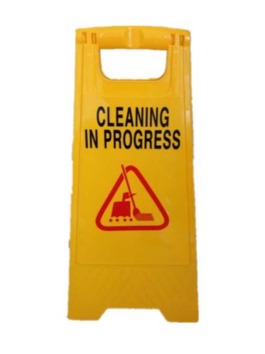Caution Cleaning IN Progress Double Side Sign Warning Board Bright Yellow 24&#034;