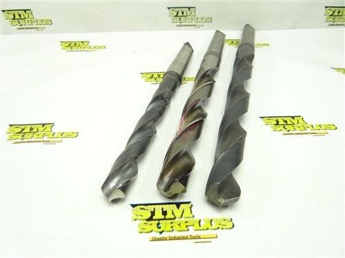 LOT OF 3 HSS 3MT TWIST DRILLS 13/16&#034; TO 1&#034; PTD BUTTERFIELD UTD