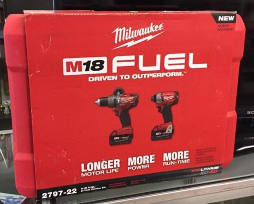 New milwaukee 2797-22 fuel 18v brushless hammer drill impact kit (not refurb) for sale
