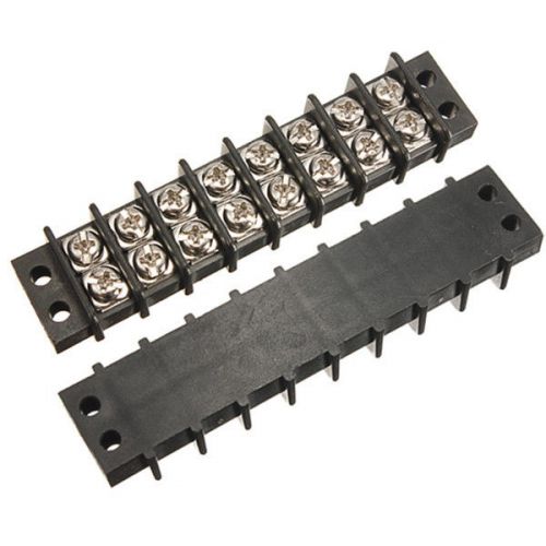 2Pcs 20A 300V 8 Positions Dual Rows Covered Barrier Screw Terminal Block Strip