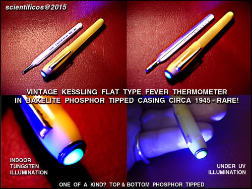 Kessling flat type doctor&#039;s medical fever thermometer bakelite phosphor cs mint for sale