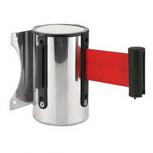 Stanchion queue barrier post wall mount retractable ribbon 6.5&#039;/ 2m belt red i for sale