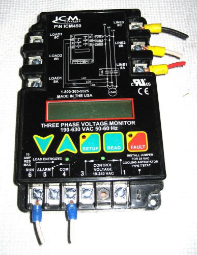 Icm controls three phase voltage monitor 190-630 vac 50-60hz model icm450 for sale